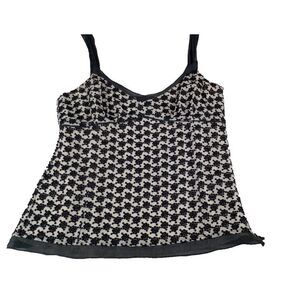 Ann Taylor Vintage Babydoll Tank Top Y2K Embroidered Silk Small-Med Lined Floral